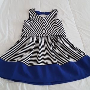 New strip dress with blue detail.